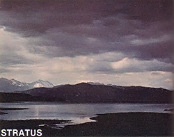 Stratus clouds accompanies by winds from the northeast to south announce heavy precipitation.